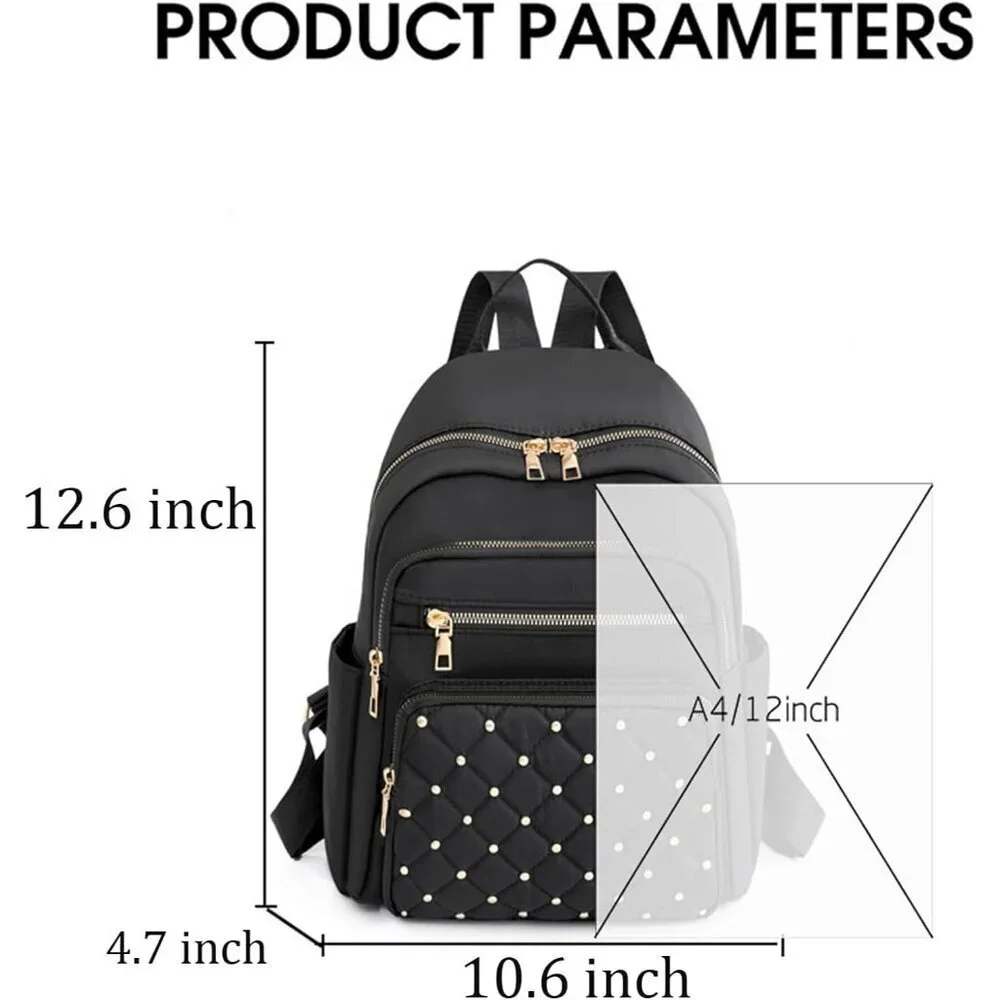 Mini Nylon Backpack for Women Lightweight Travel Purse Khaki Small Trendy Bag